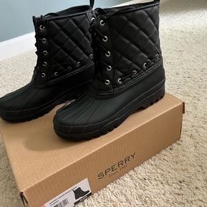 Sperry Ladies Duck Boot, black, size 8